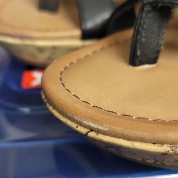 ARIZONA Black/Cork Platform Wedge Heels Size 9 - Picture 3 of 10